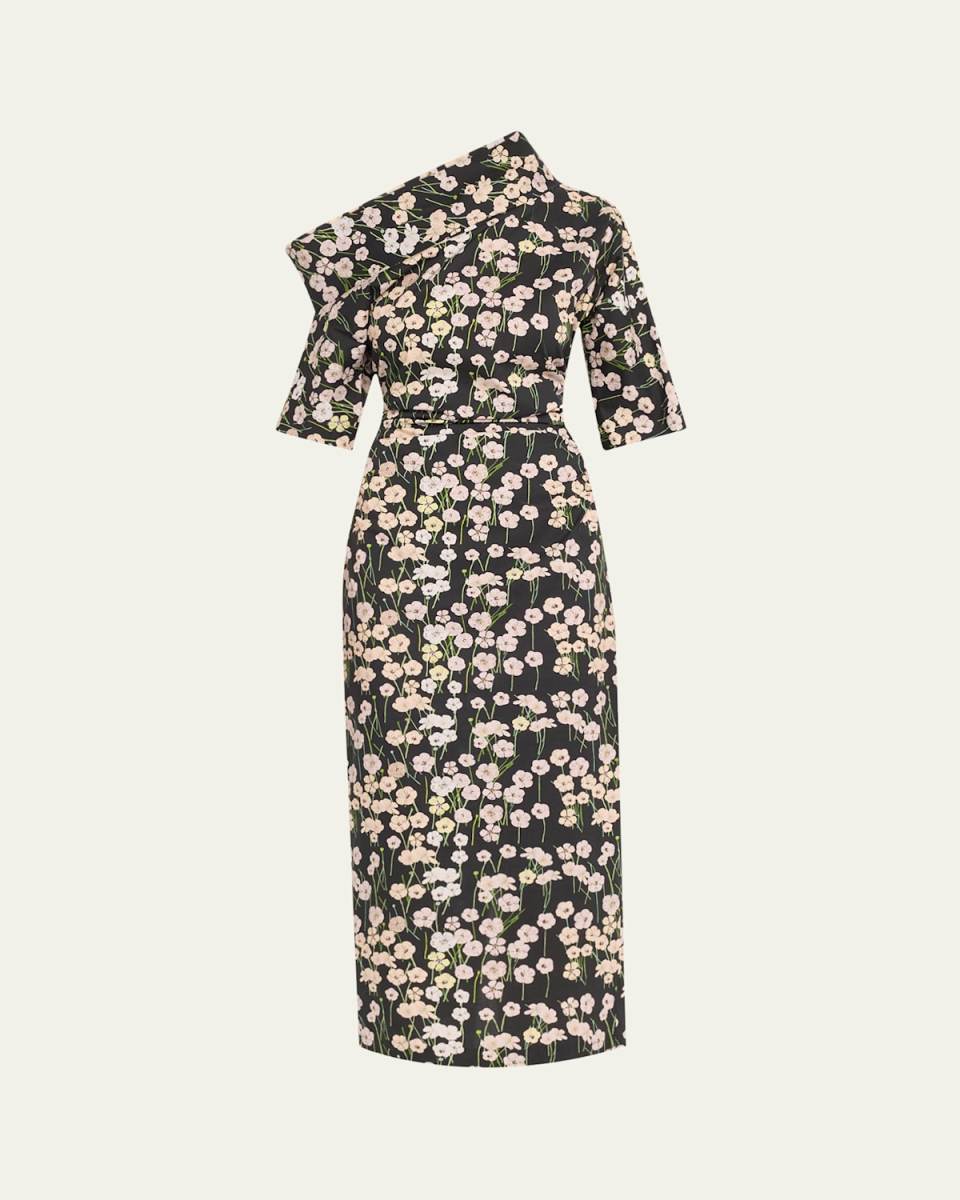 Bowie Printed Off-The-Shoulder Bow Dress